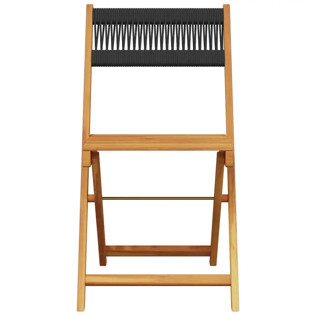 Bistro Set Outdoor Garden Patio Furniture 3 Piece Black Polypropylene Solid Wood