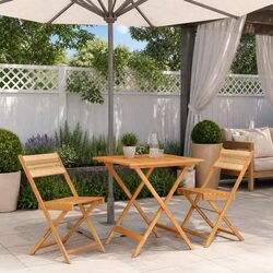 3 Piece Bistro Set - Beige, Solid Wood, Weather-Resistant