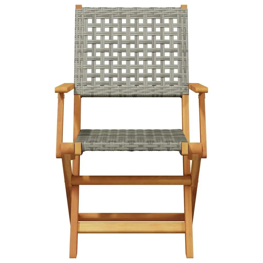 3 Piece Bistro Set Grey Outdoor Garden Furniture Folding Dining Table and Chairs