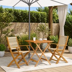 Outdoor 3 Piece Bistro Set with Acacia Wood Frame