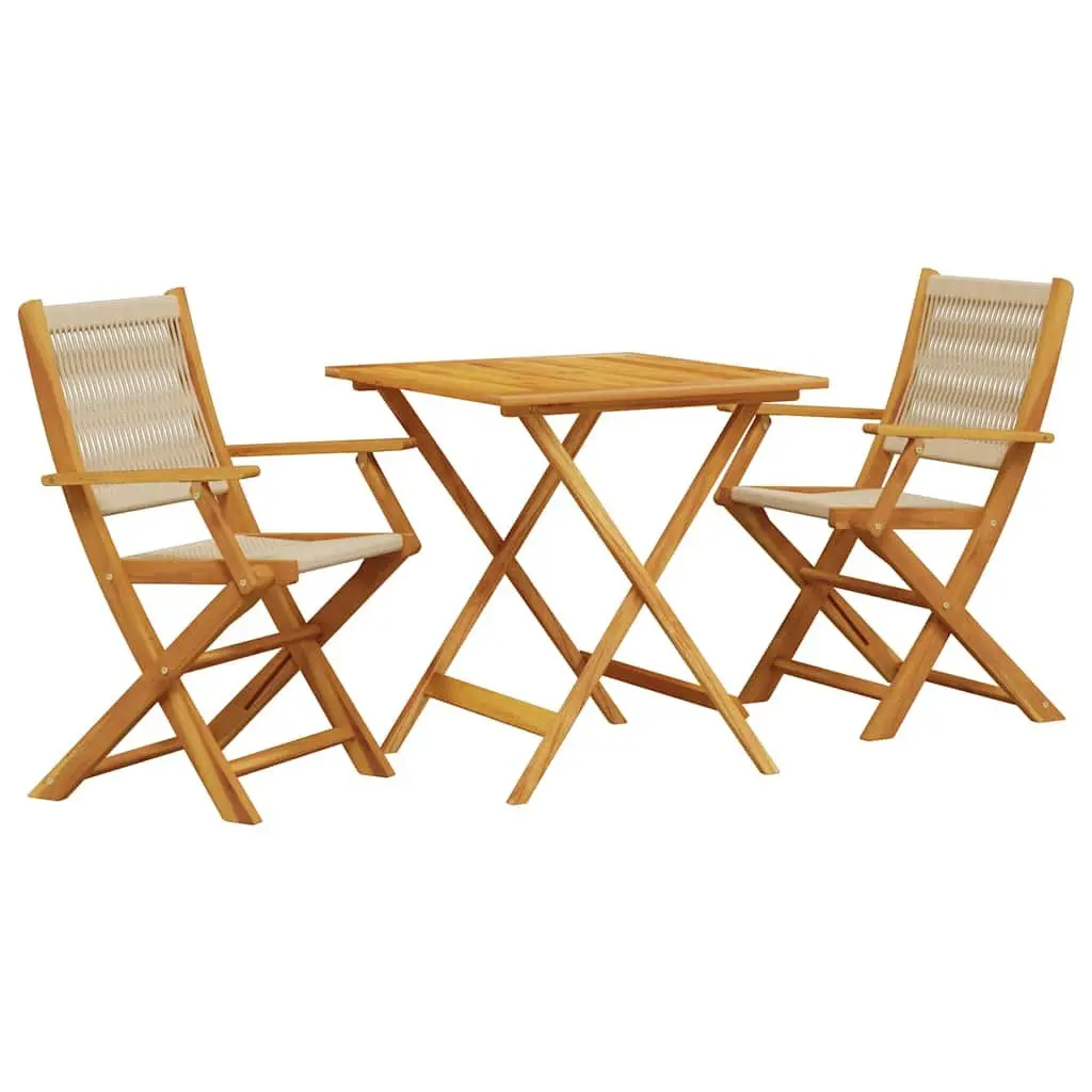 3 Piece Bistro Set Beige Outdoor Garden Patio Dining Table Chairs
