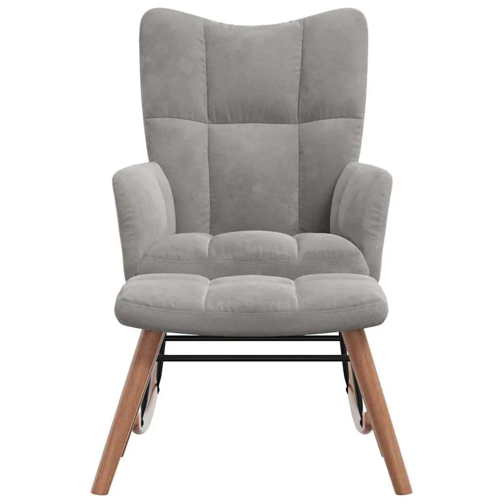 Rocking Chair with Stool Living Room Light Grey Velvet