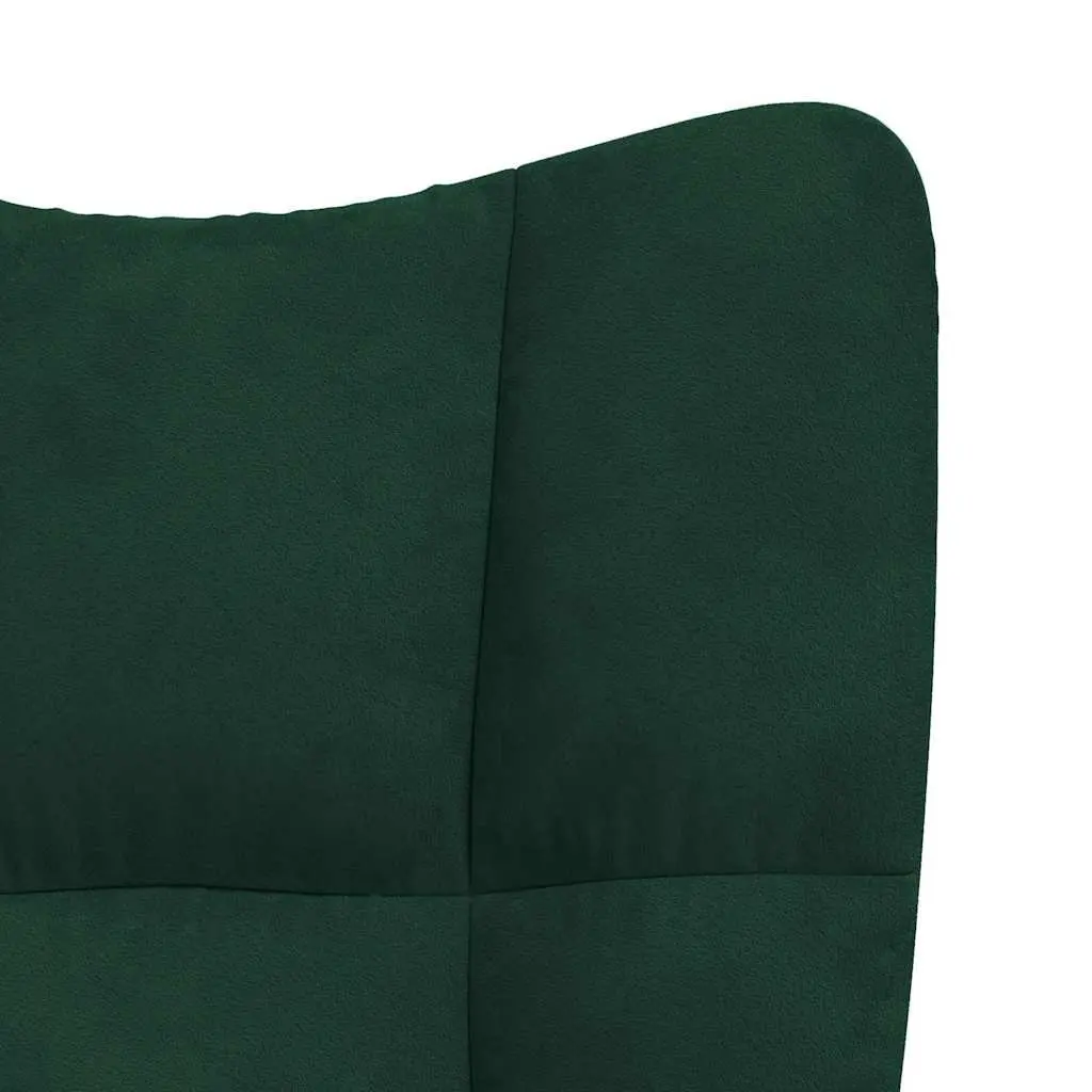 Rocking Chair with Stool Dark Green Velvet Armchair Lounge Relaxing Seat