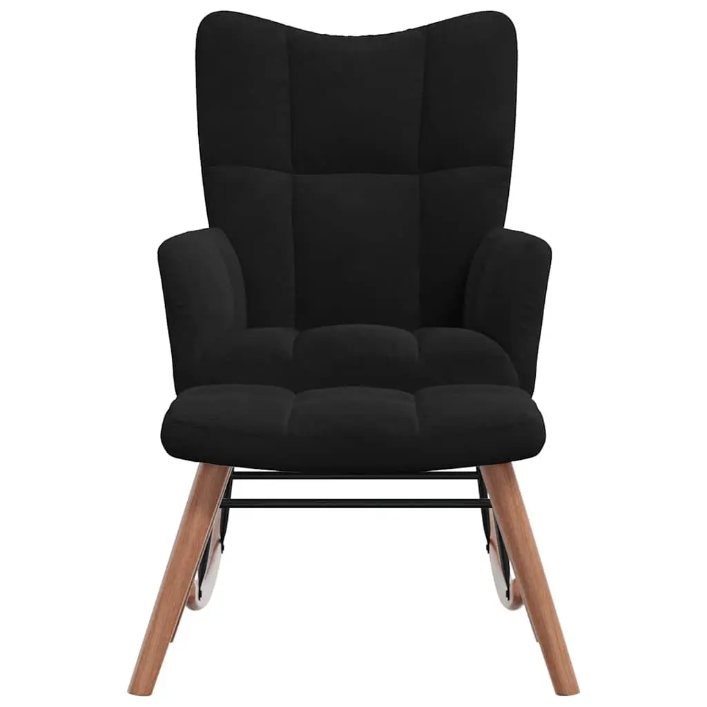 Rocking Chair with Stool Living Room Black Velvet