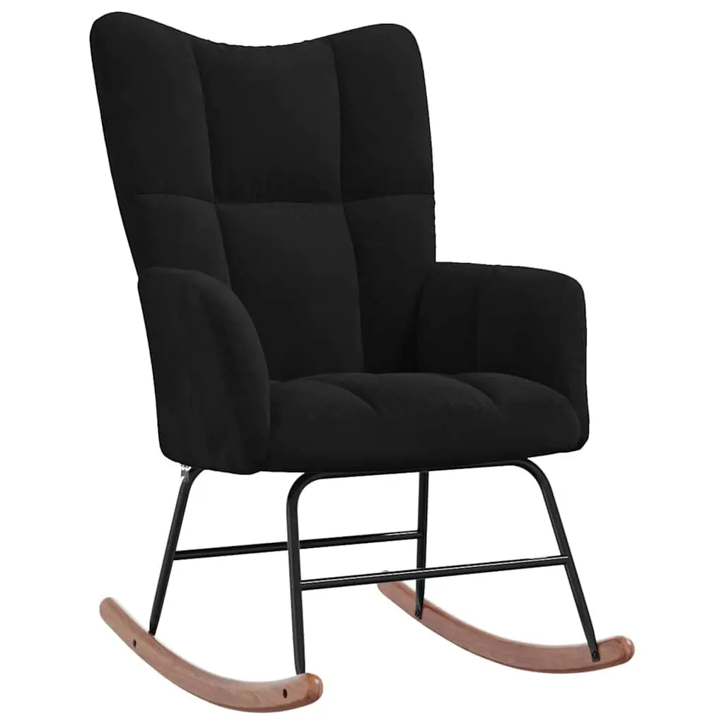 Rocking Chair with Stool Living Room Black Velvet