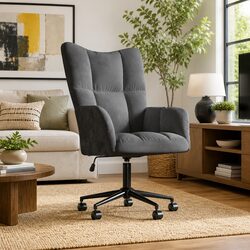 Grey Velvet Arm Chair with Swivel and Adjustable Height Features