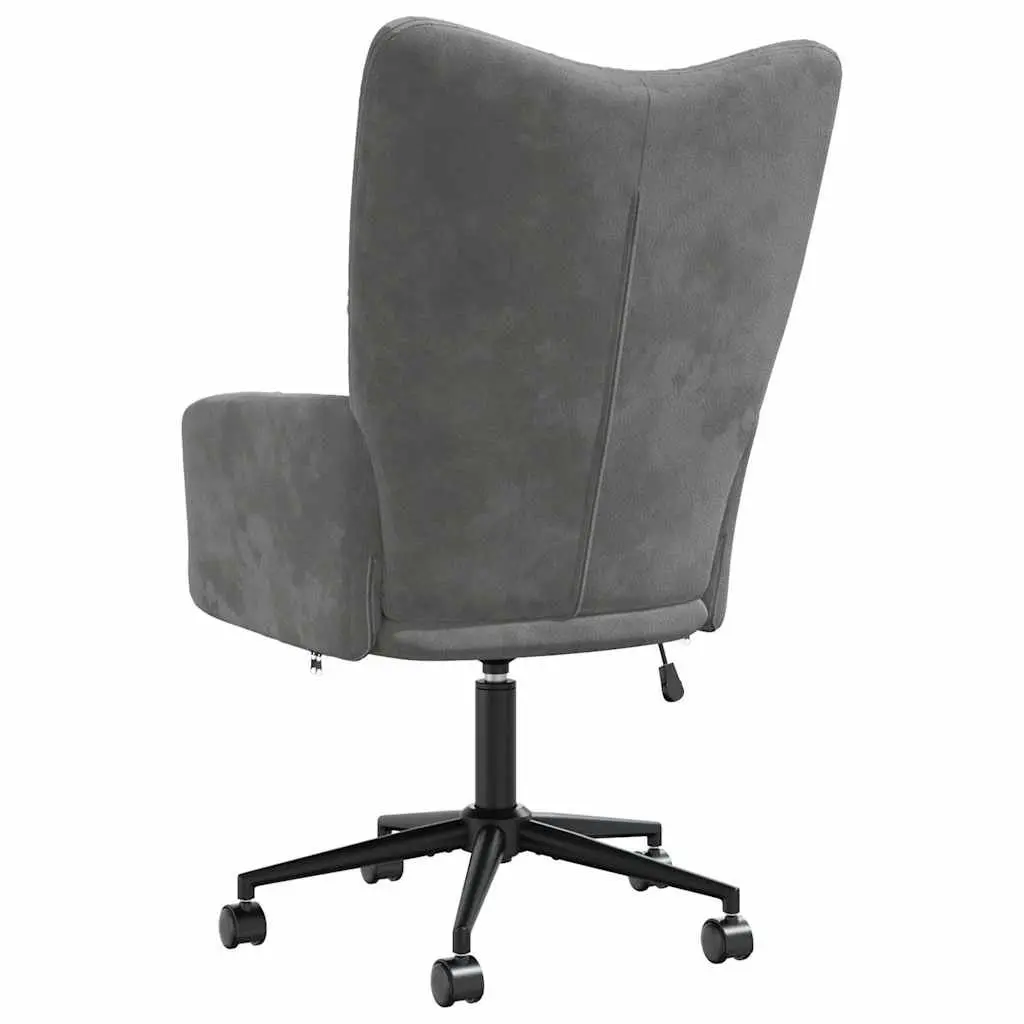 Relaxing Chair for Office Living Room Grey Velvet Swivel Adjustable Height