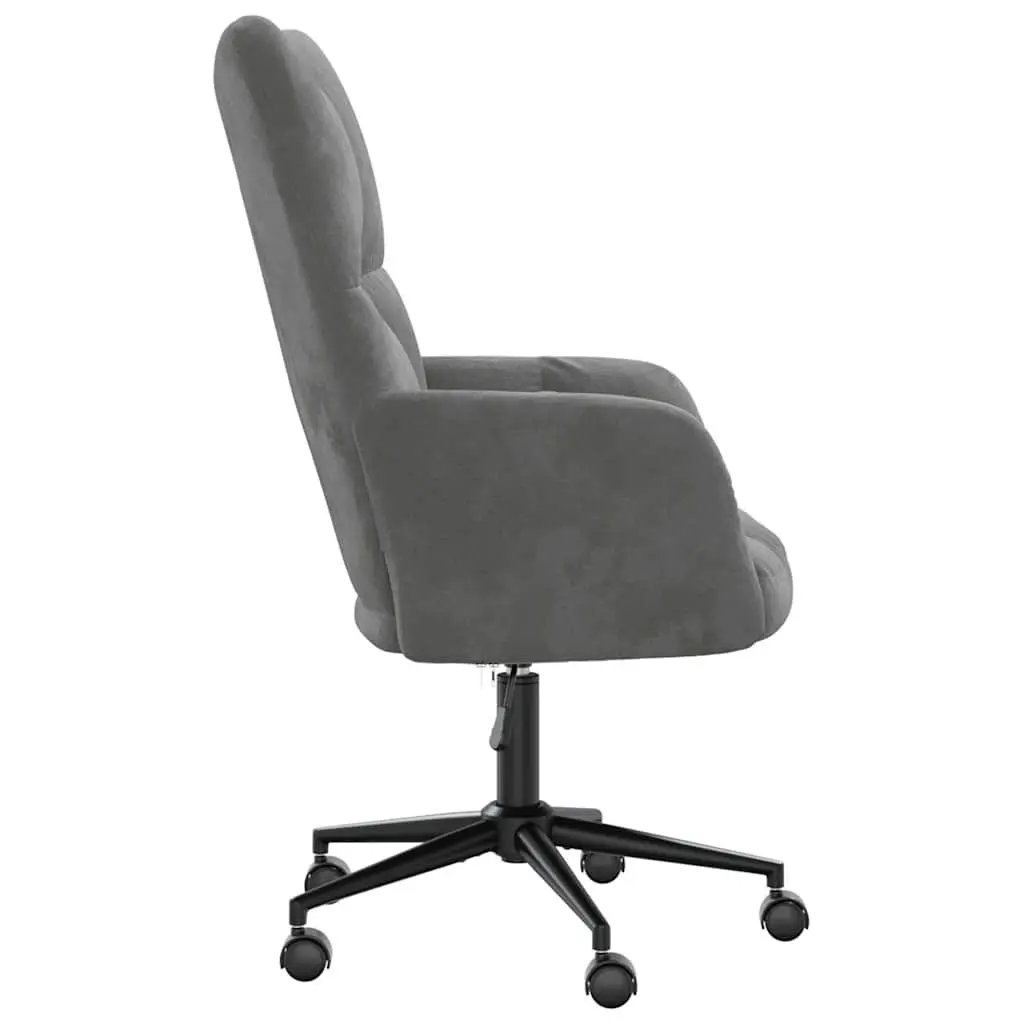 Relaxing Chair for Office Living Room Grey Velvet Swivel Adjustable Height