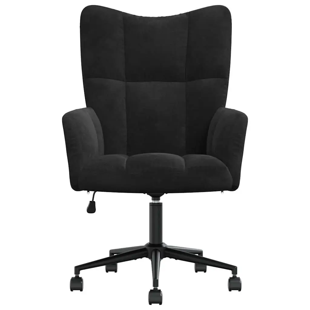 Relaxing Chair for Living Room or Office Black Velvet Padded Foam Adjustable Height Swivel