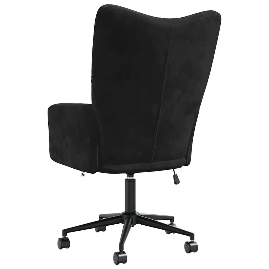 Relaxing Chair for Living Room or Office Black Velvet Padded Foam Adjustable Height Swivel
