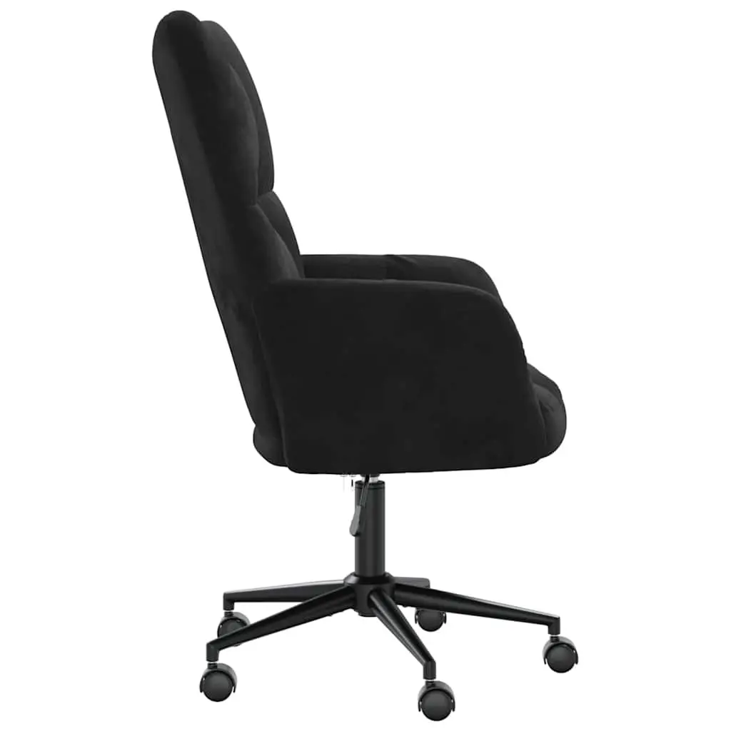 Relaxing Chair for Living Room or Office Black Velvet Padded Foam Adjustable Height Swivel