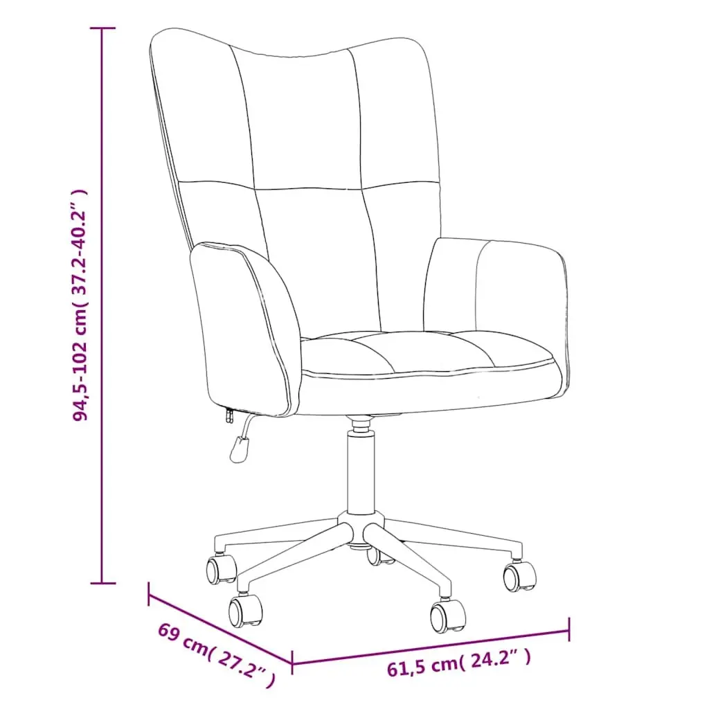 Relaxing Chair for Living Room or Office Black Velvet Padded Foam Adjustable Height Swivel