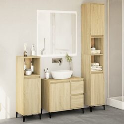 3 Piece Bathroom Furniture Set - Engineered Wood, Brown