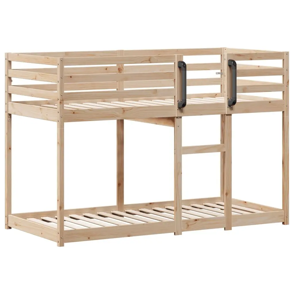 Bunk Bed Single Solid Wood Pine Frame Slatted Base Guardrails Space-Saving