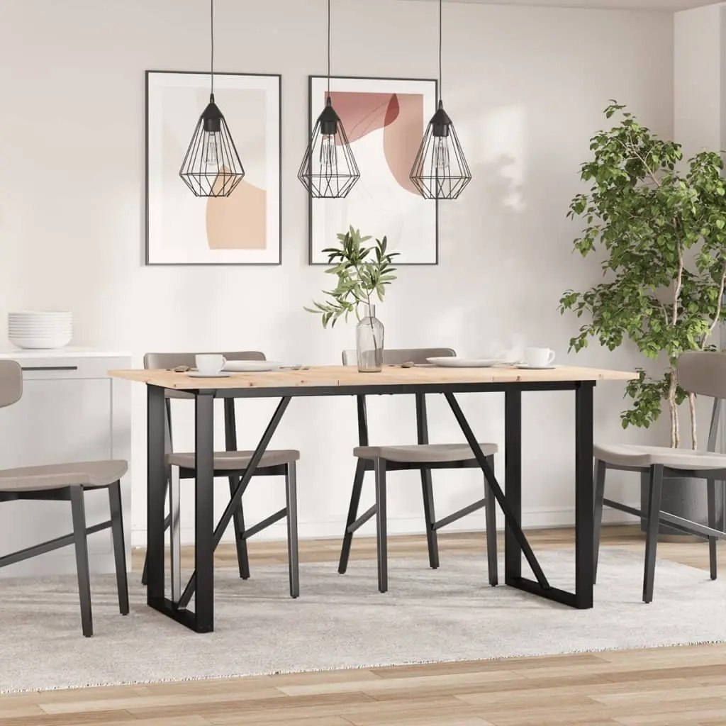 Dining Table O-Frame 140x80x75 cm Solid Wood Pine Steel Kitchen Brown
