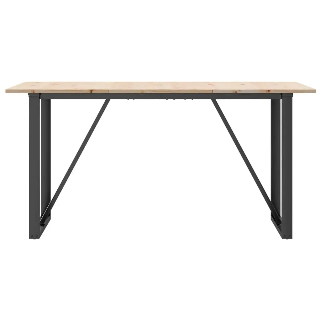 Dining Table O-Frame 140x80x75 cm Solid Wood Pine Steel Kitchen Brown