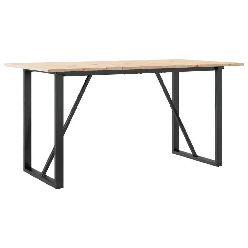 Dining Table O-Frame 140x80x75 cm Solid Wood Pine Steel Kitchen Brown