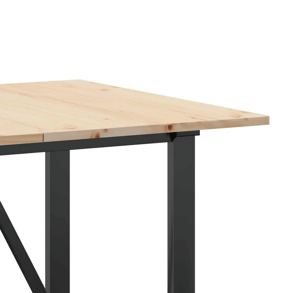 Dining Table O-Frame 140x80x75 cm Solid Wood Pine Steel Kitchen Brown