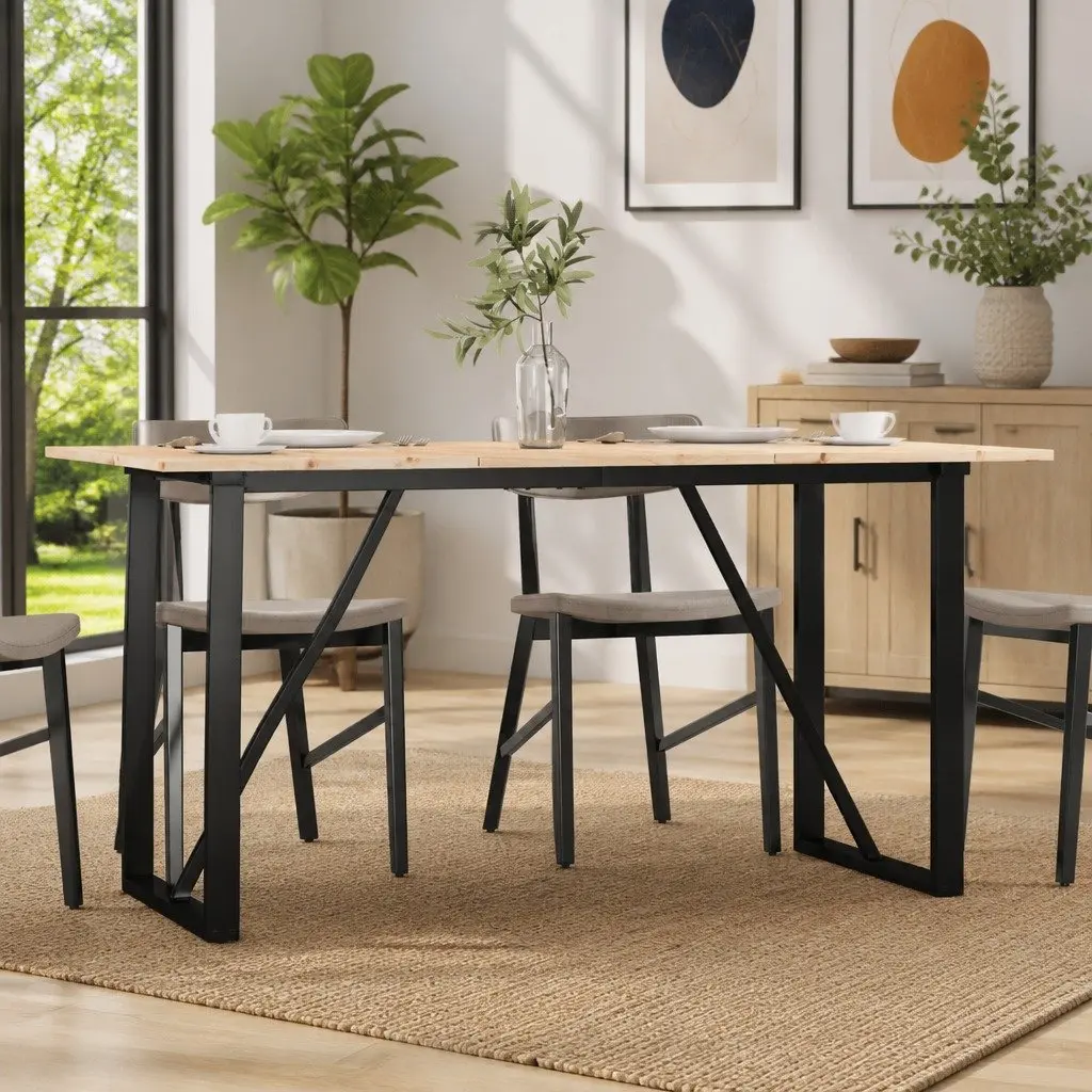 Brown Solid Pine Dining Table 160x80