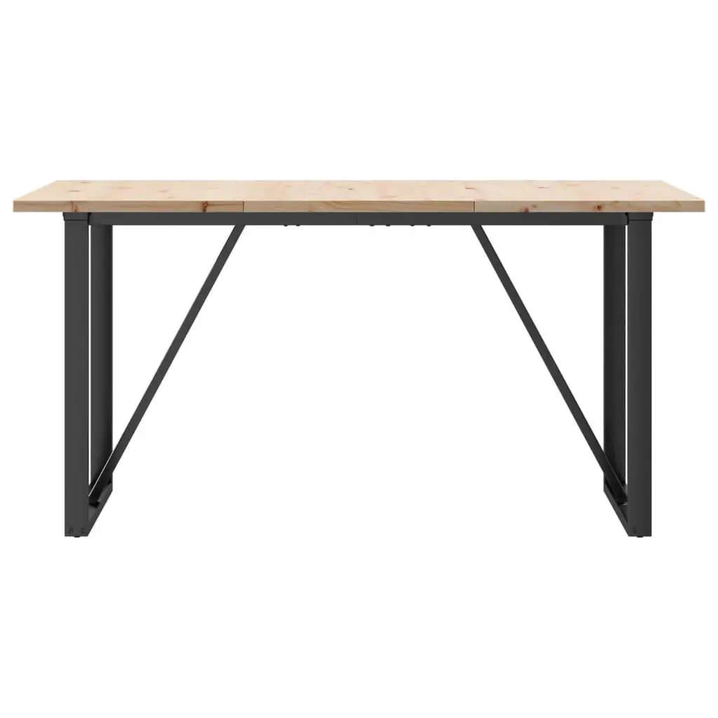 Solid Pine Dining Table 140x80cm with Steel O-Frame