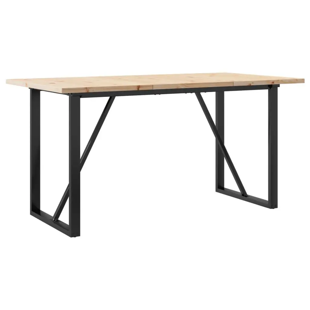 Solid Pine Dining Table 140x80cm with Steel O-Frame