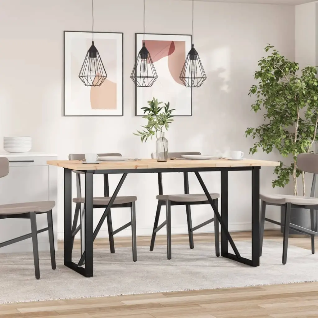 Dining Table 160 cm x 80 cm x 75.5 cm in Solid Pine and Steel Brown Finish