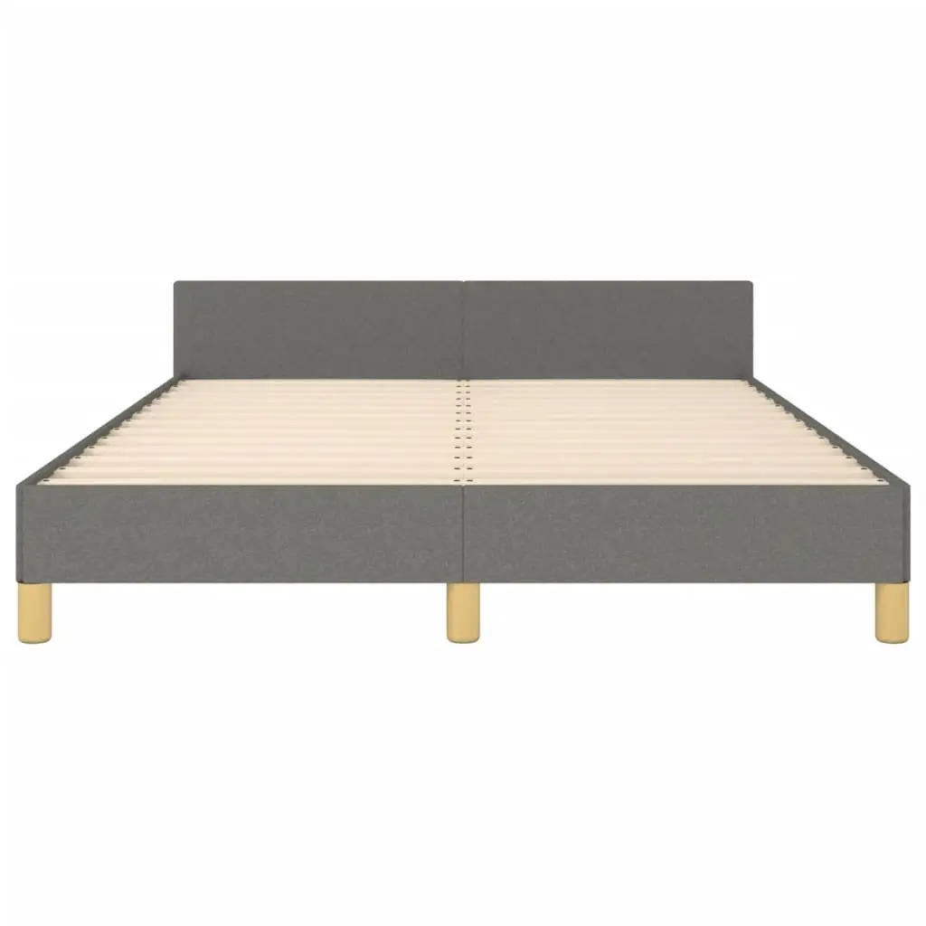 Double Bed Frame 137x187 cm with Grey Fabric Headboard