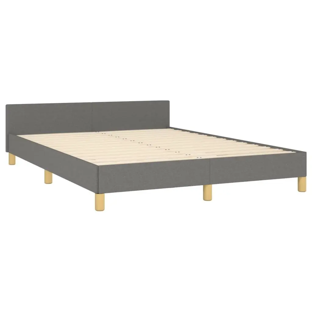 Double Bed Frame Grey Fabric Headboard 137x187cm Bedroom Furniture