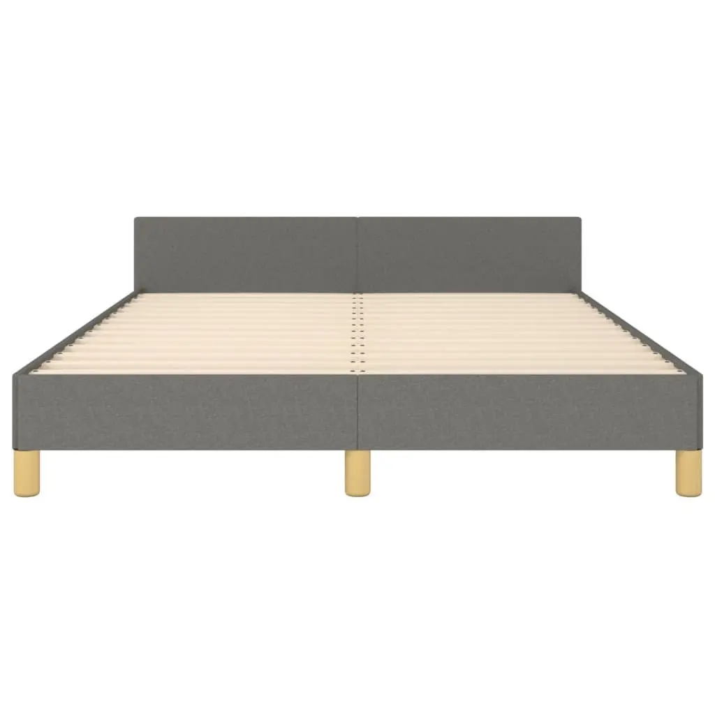 Double Bed Frame Grey Fabric Headboard 137x187cm Bedroom Furniture