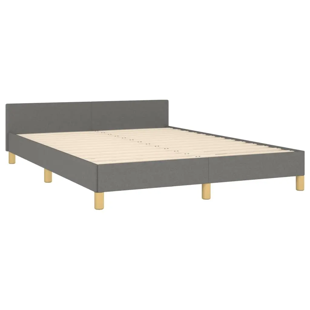 Double Bed Frame Grey Fabric Headboard 137x187cm Bedroom