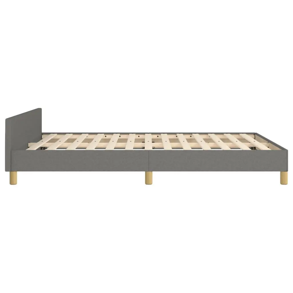 Double Bed Frame Grey Fabric Headboard 137x187cm Bedroom