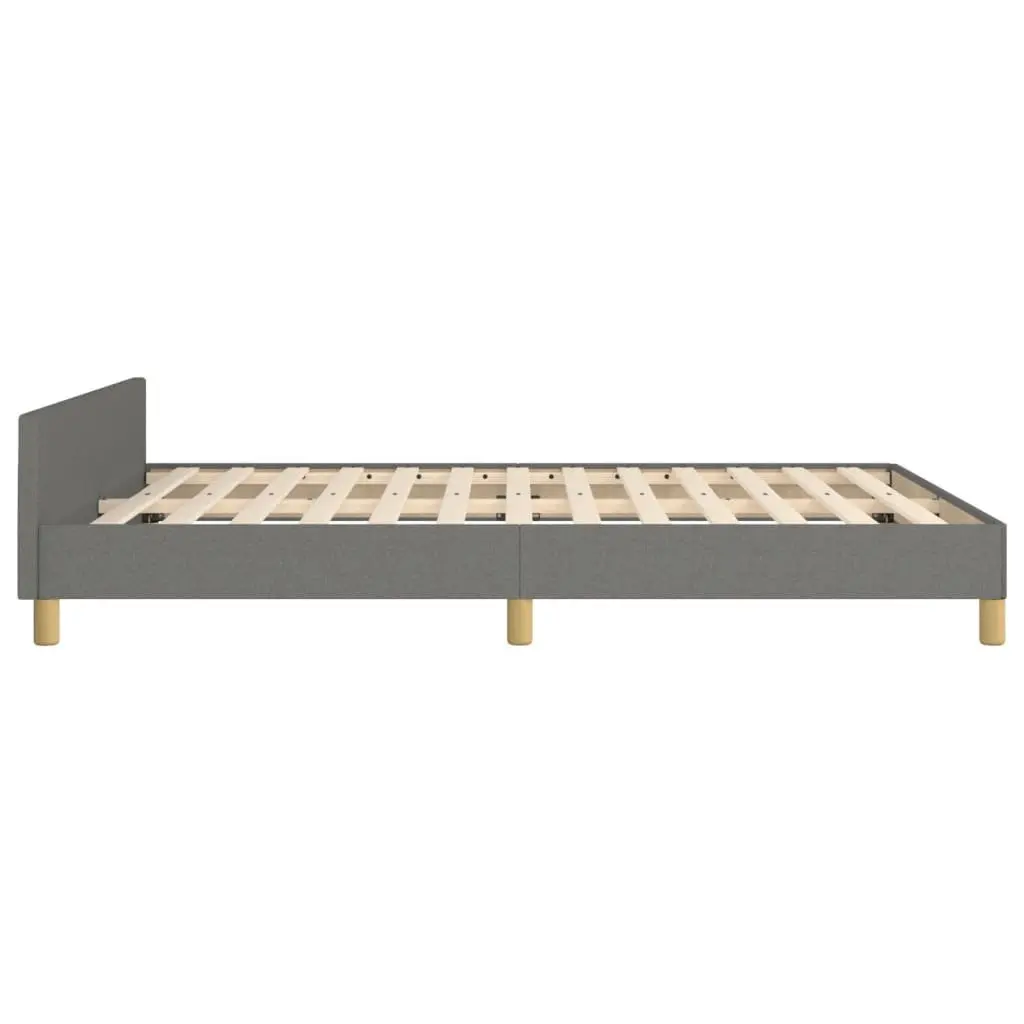 Double Bed Frame with Headboard Grey Fabric 137x187cm Bedroom Furniture