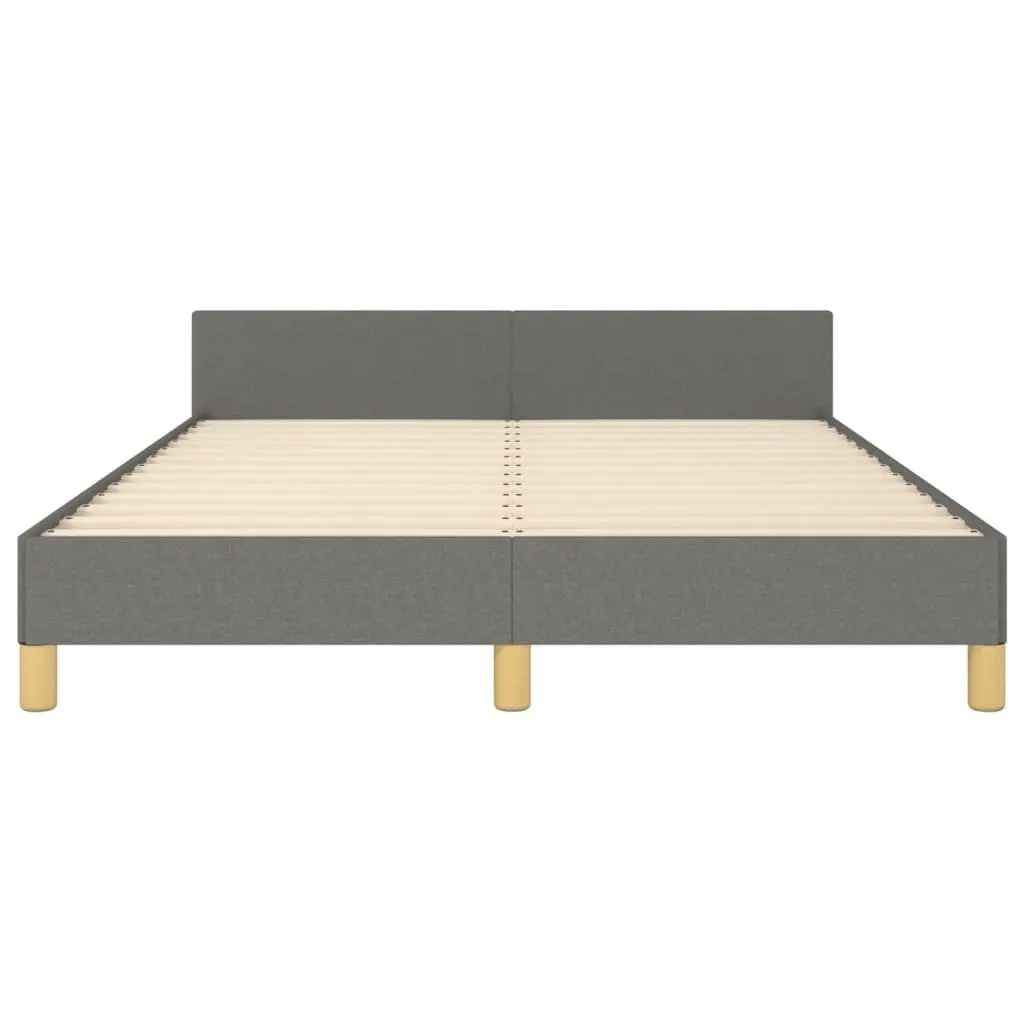 Double Bed Frame Grey Fabric Headboard 137x187cm Bedroom Furniture Adjustable