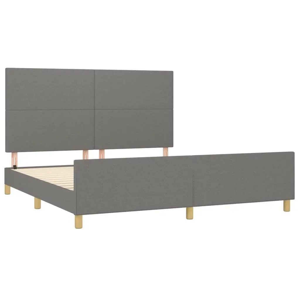 Queen Bed Frame Grey Fabric Headboard 152x203cm Bedroom Furniture No Mattress