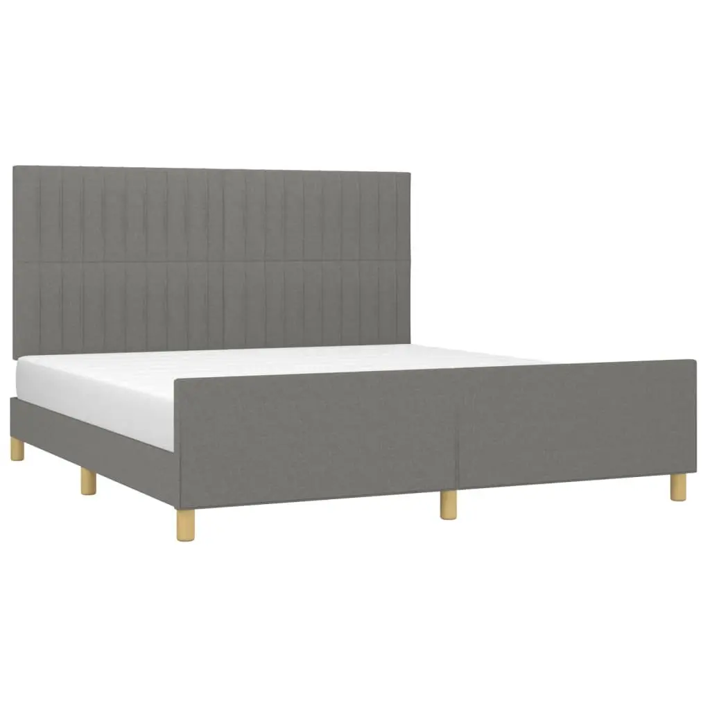 Queen Bed Frame Grey Fabric Headboard 152x203cm Bedroom Furniture