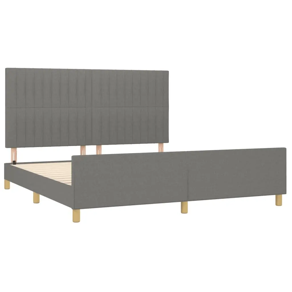 Queen Bed Frame Grey Fabric Headboard 152x203cm Bedroom Furniture
