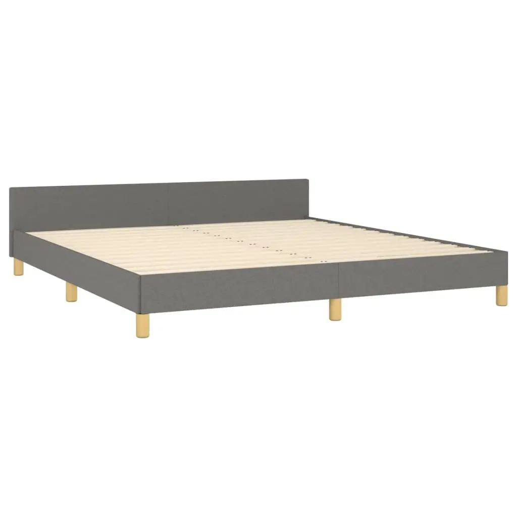 Queen Size Bed Frame 152x203cm with Grey Fabric Headboard