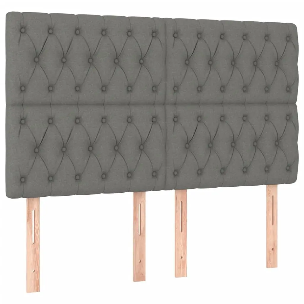 Queen Size Bed Frame 152x203cm with Grey Fabric Headboard