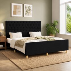 Queen Bed Frame Dimensions 152x203 cm with Black Fabric