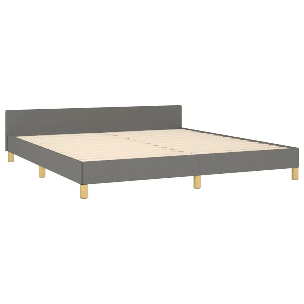 Queen Bed Frame Grey Fabric Headboard Bedroom Furniture 152x203cm