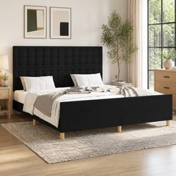 Queen Bed Frame Specifications: Black Fabric, 152x203cm
