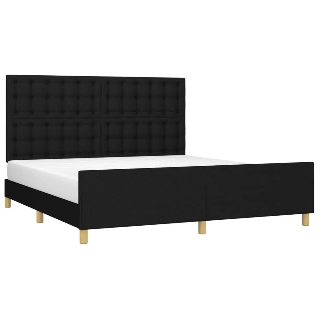 Queen Bed Frame Black Fabric Headboard Bedroom 152x203cm