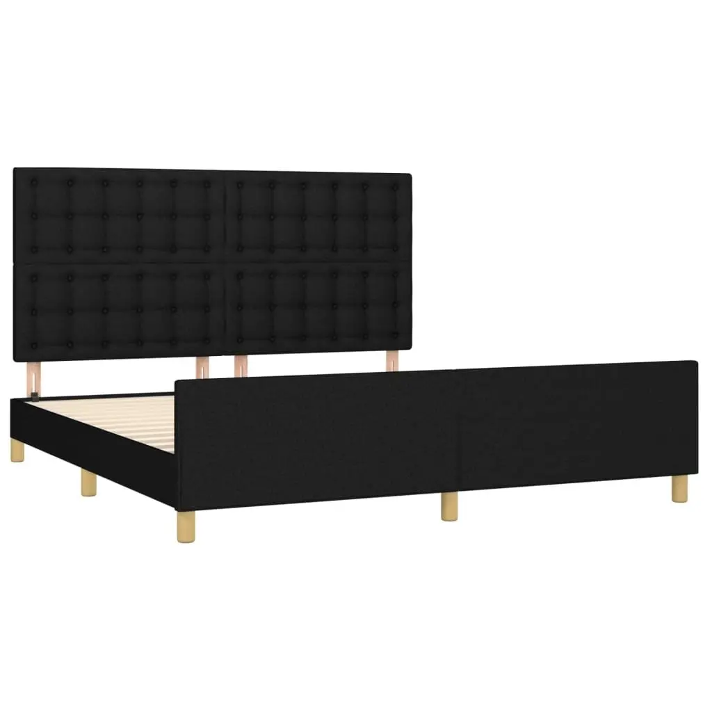 Queen Bed Frame Black Fabric Headboard Bedroom 152x203cm
