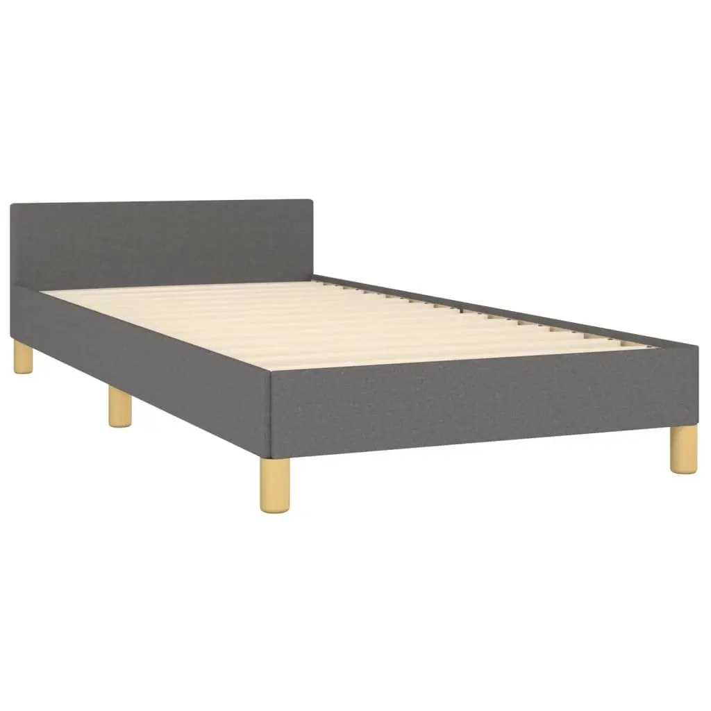 King Single Bed Frame with Headboard Grey Fabric 107x203cm Bedroom Furniture