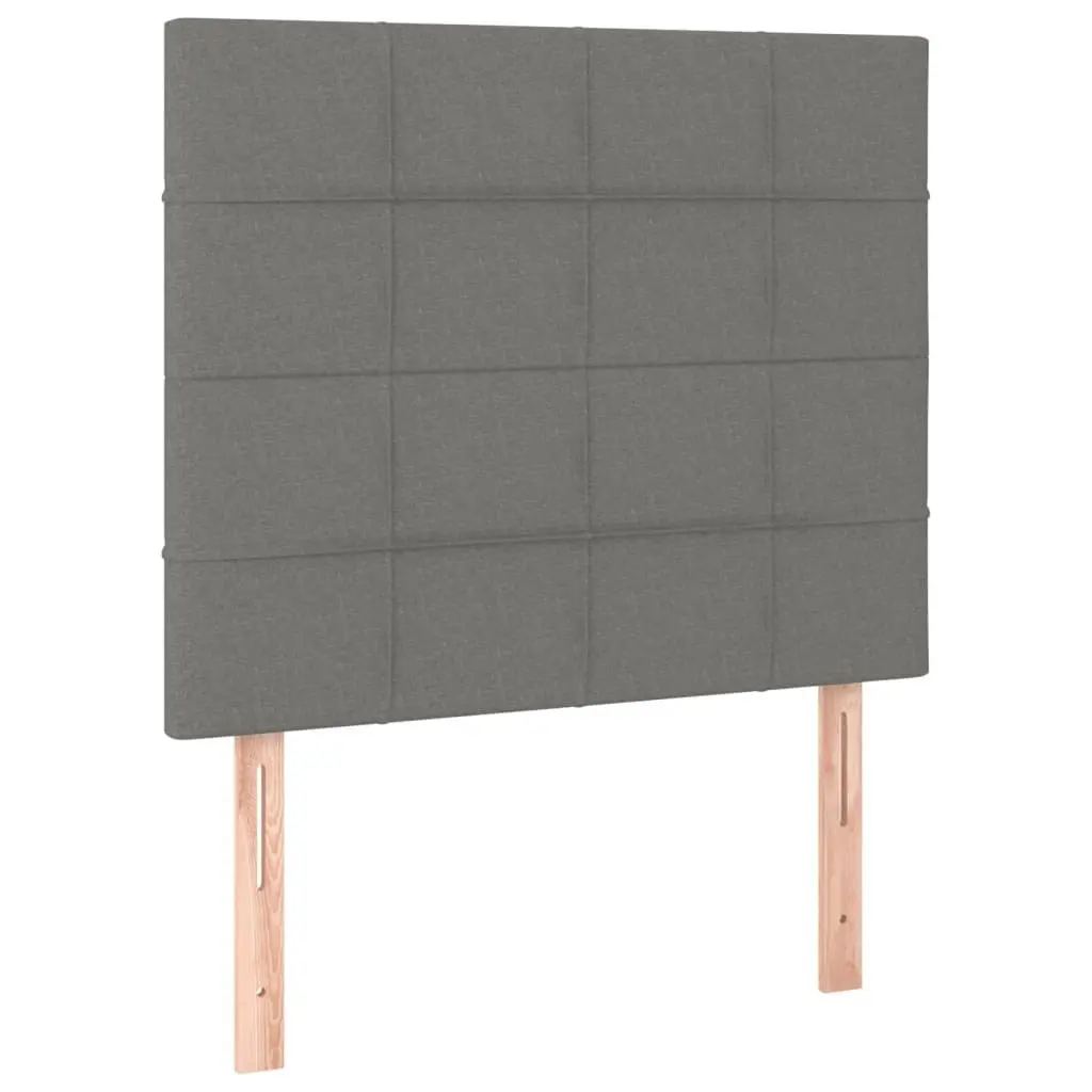 King Single Bed Frame Grey Fabric Headboard Adjustable Height Plywood Slats