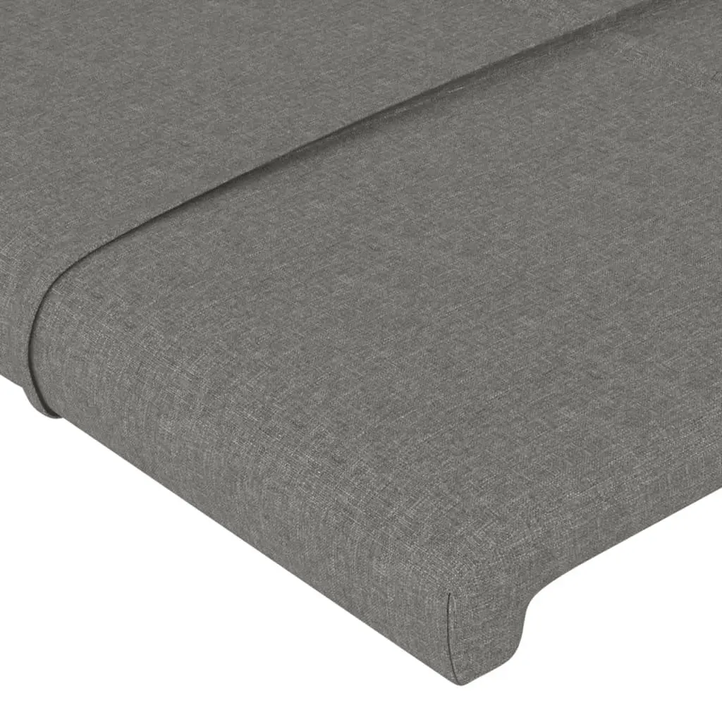 King Single Bed Frame Grey Fabric Headboard Adjustable Height Plywood Slats