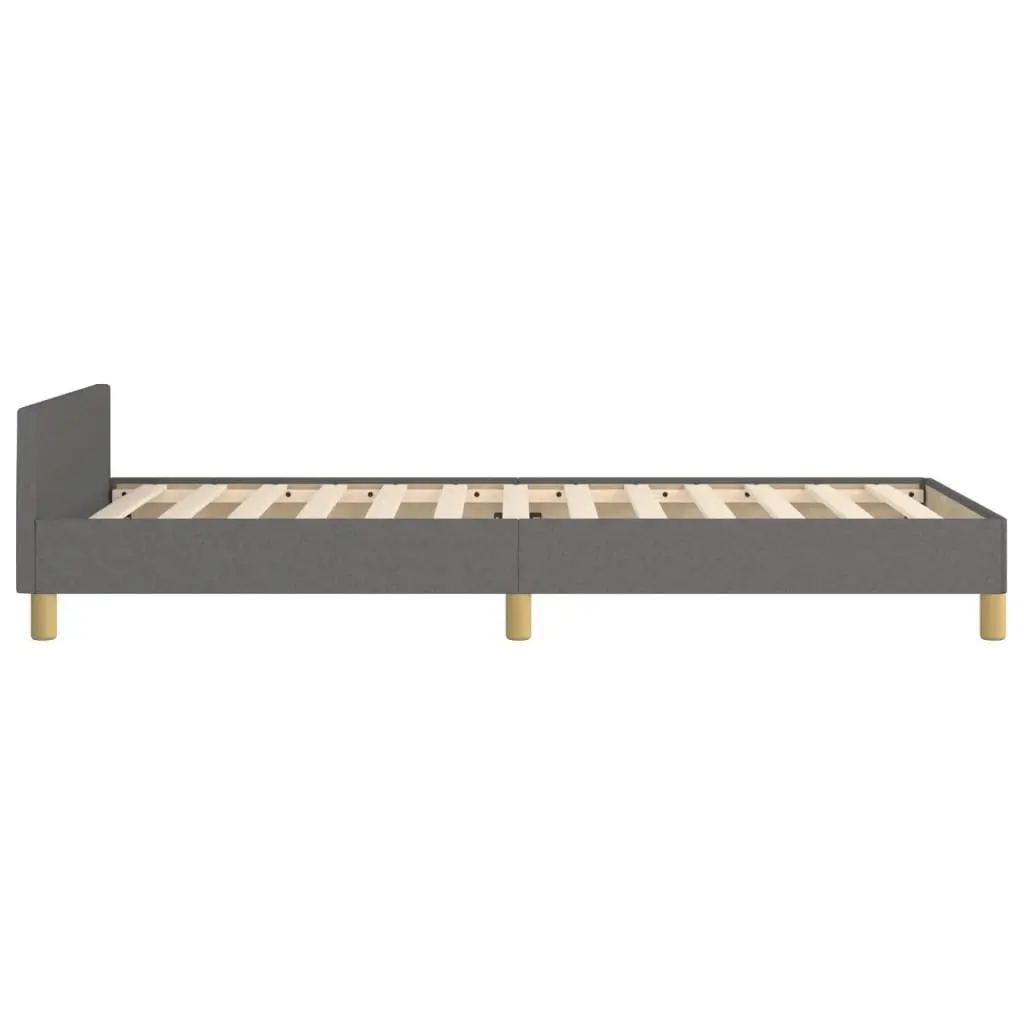 King Single Bed Frame for Bedroom Grey Fabric 107x203 cm Upholstered Platform