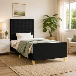 King Single Bed Frame: 107x203 cm with Adjustable Headboard