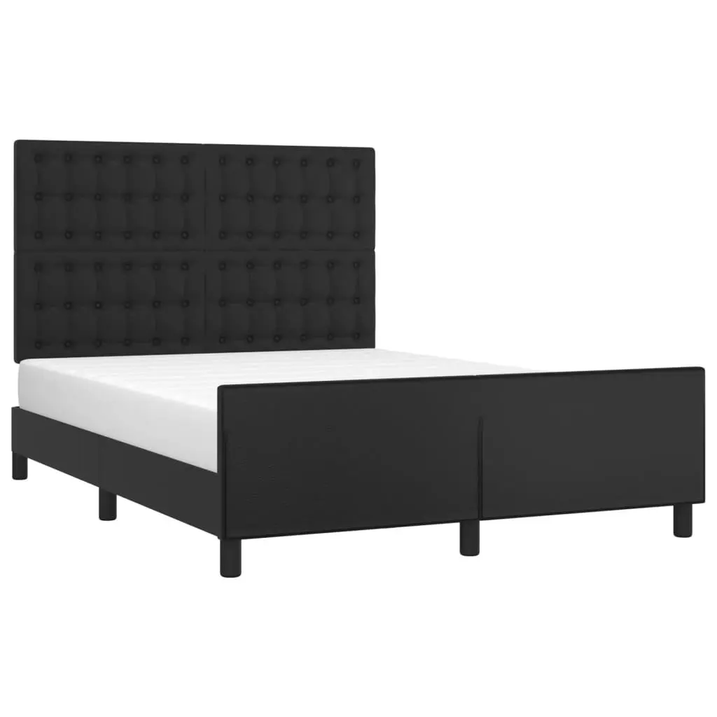 Double Bed Frame Black Faux Leather Headboard 137x187cm Bedroom Furniture
