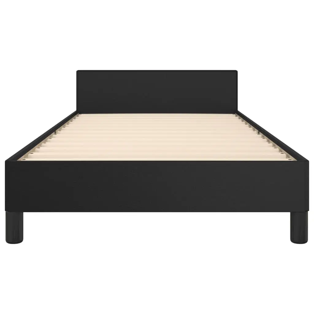 King Single Bed Frame with Headboard 107x203cm Black Velvet Faux Leather No